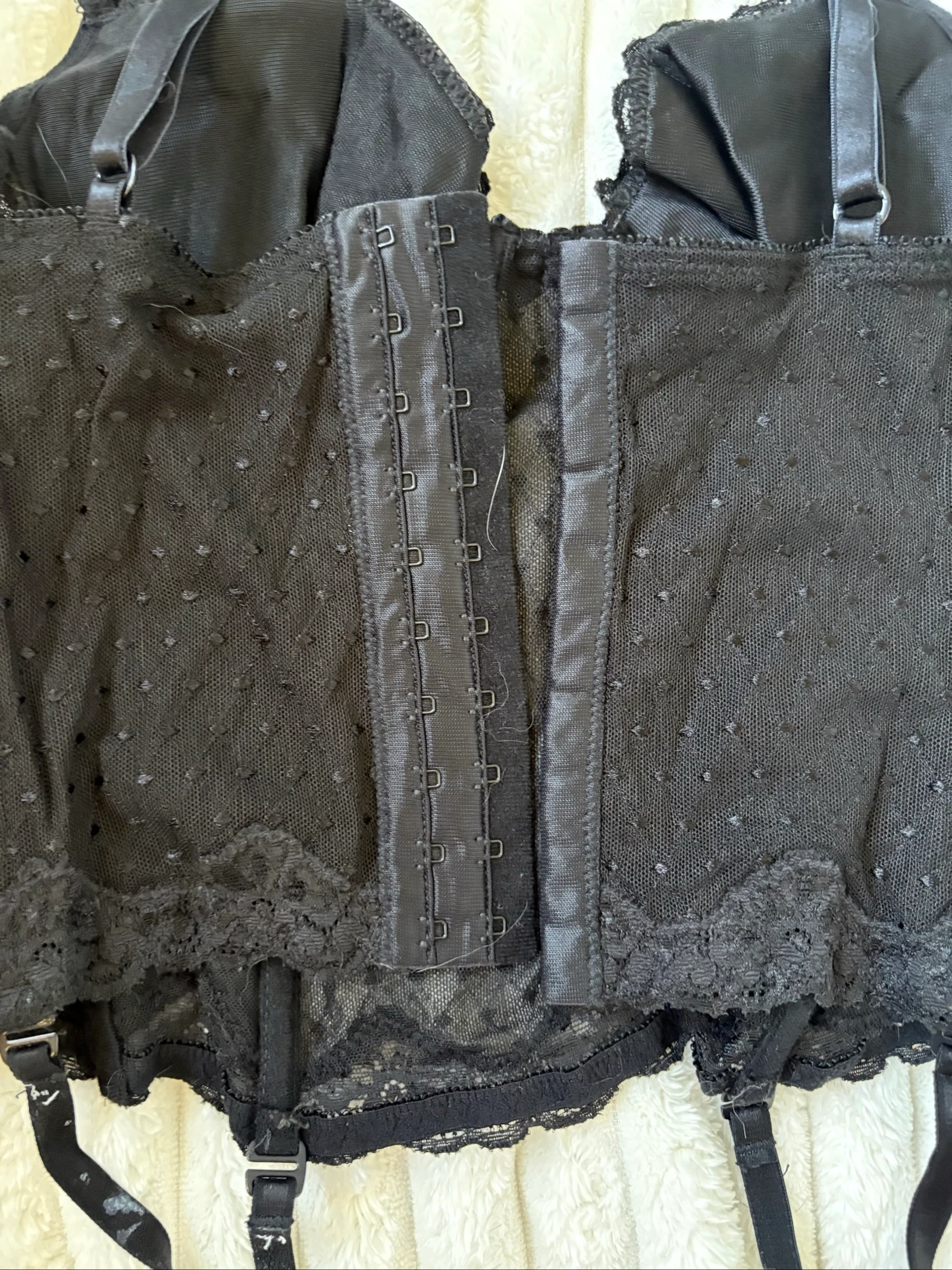 Vintage dames bustier korset met jarretelles met plissé patroon – photo 7